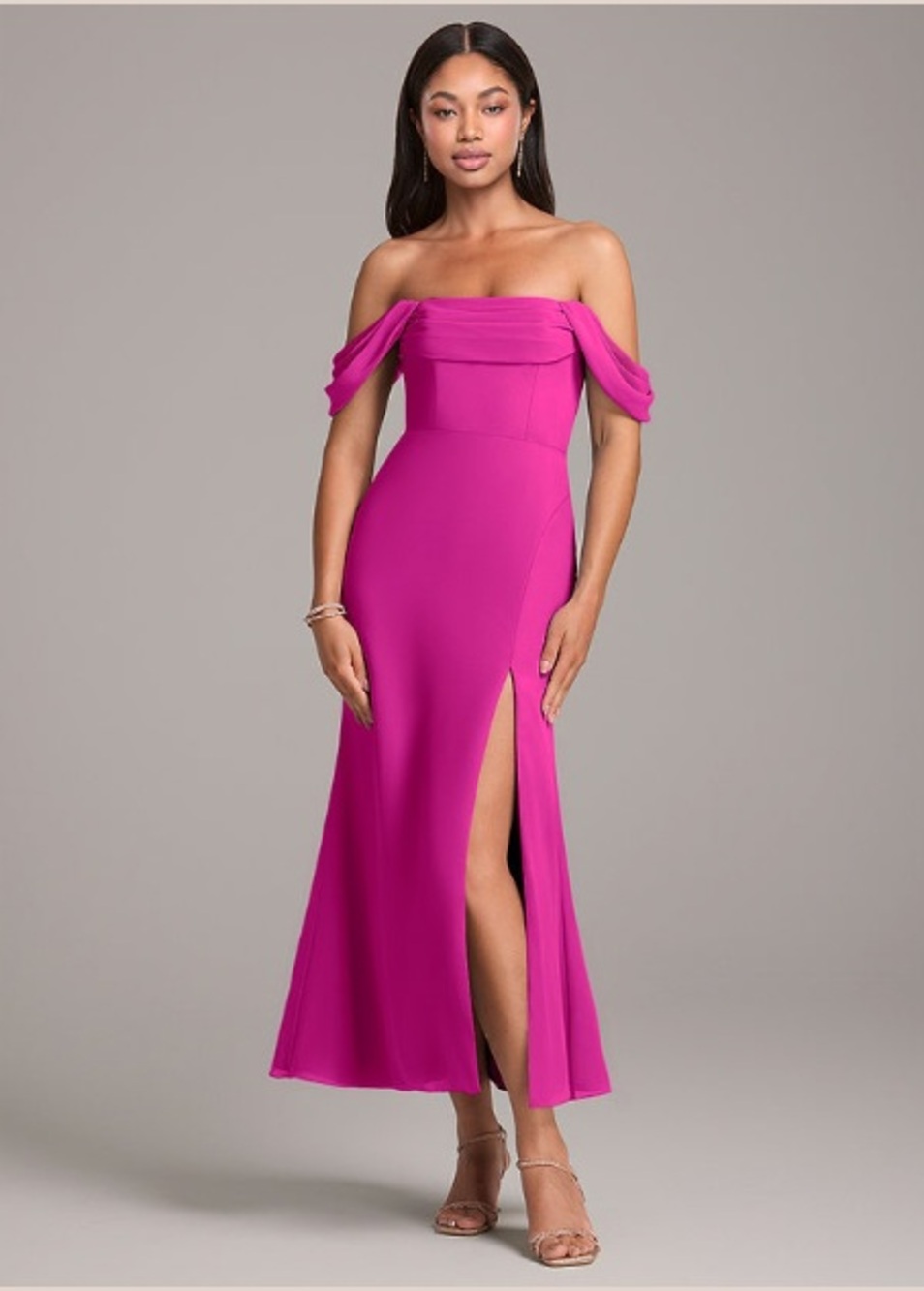 Fuschia Formal Dress - Off the Shoulder convertible
